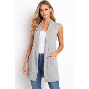 Eileen Fisher Cardigan terry sweatshirt Light Gray Size M Open Front Long